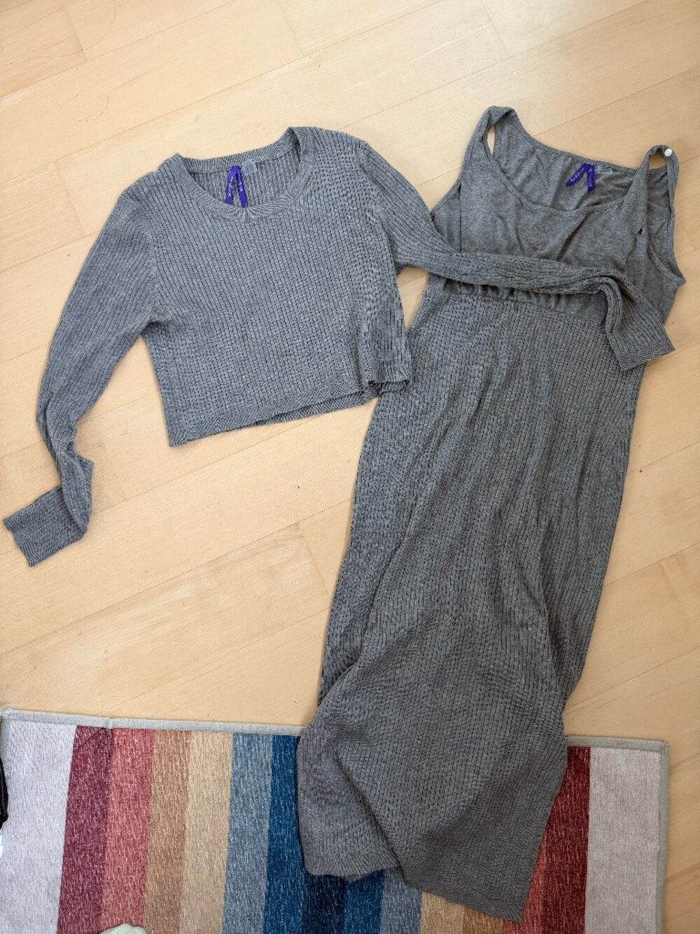 Seraphine Ribbed Maternity & Nursing Midi Dress (GRAY) Size 6